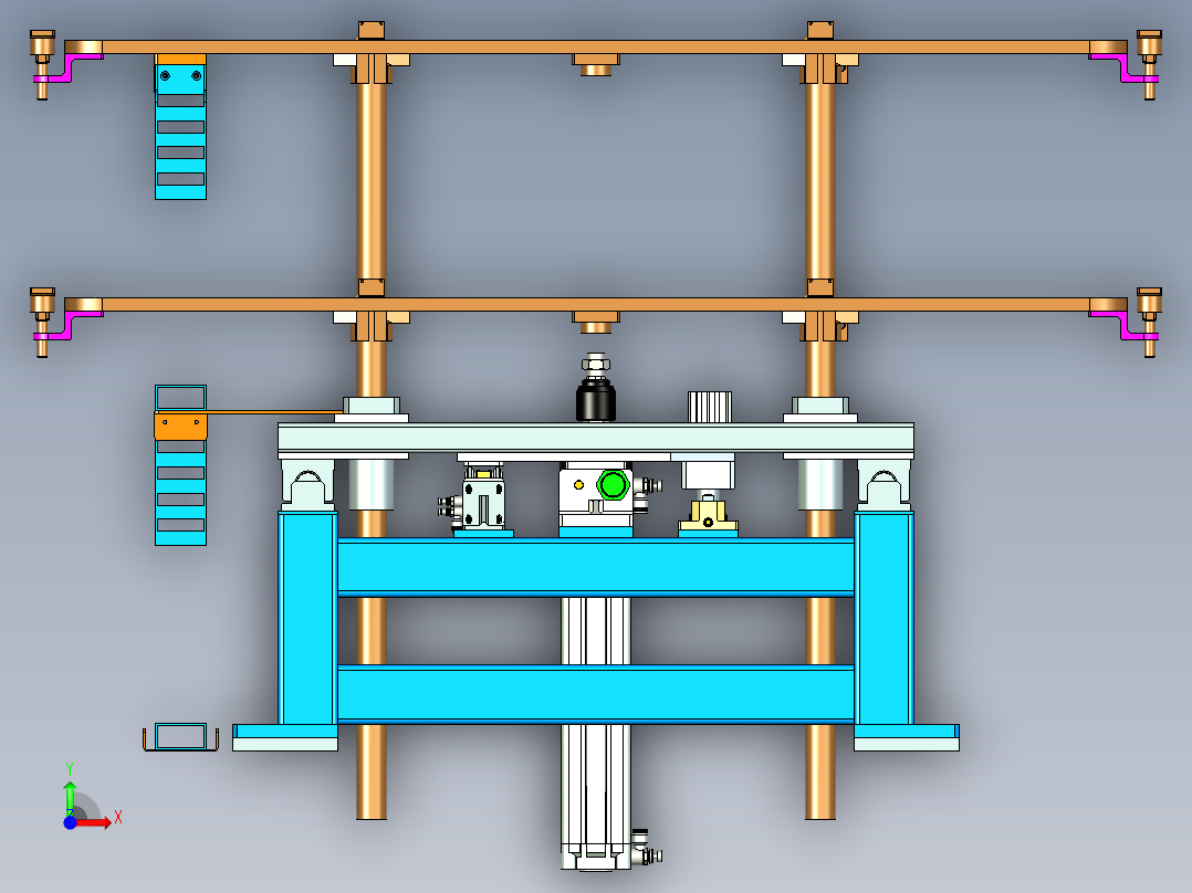平移顶升四位置停驻专机设计前视图