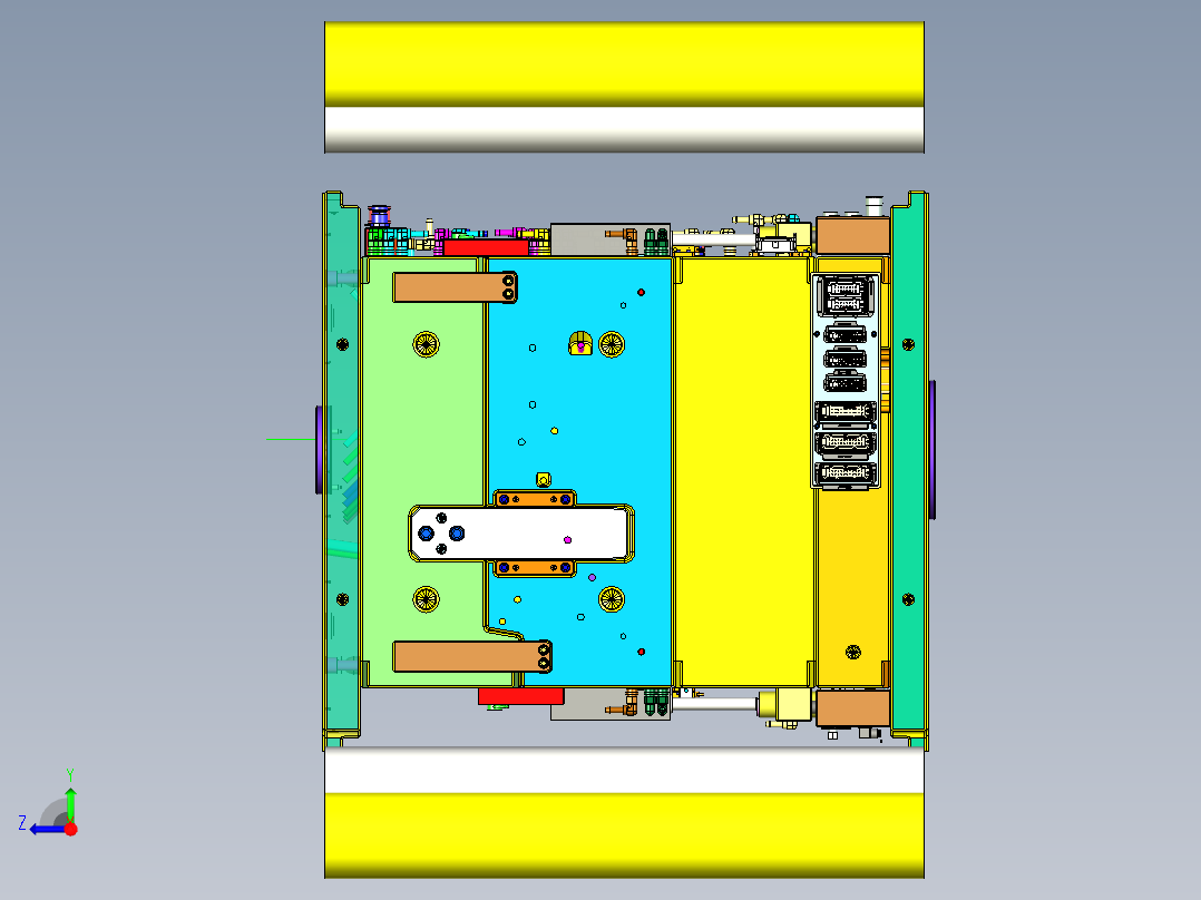 新能源汽车机舱覆盖板塑胶模具右视图