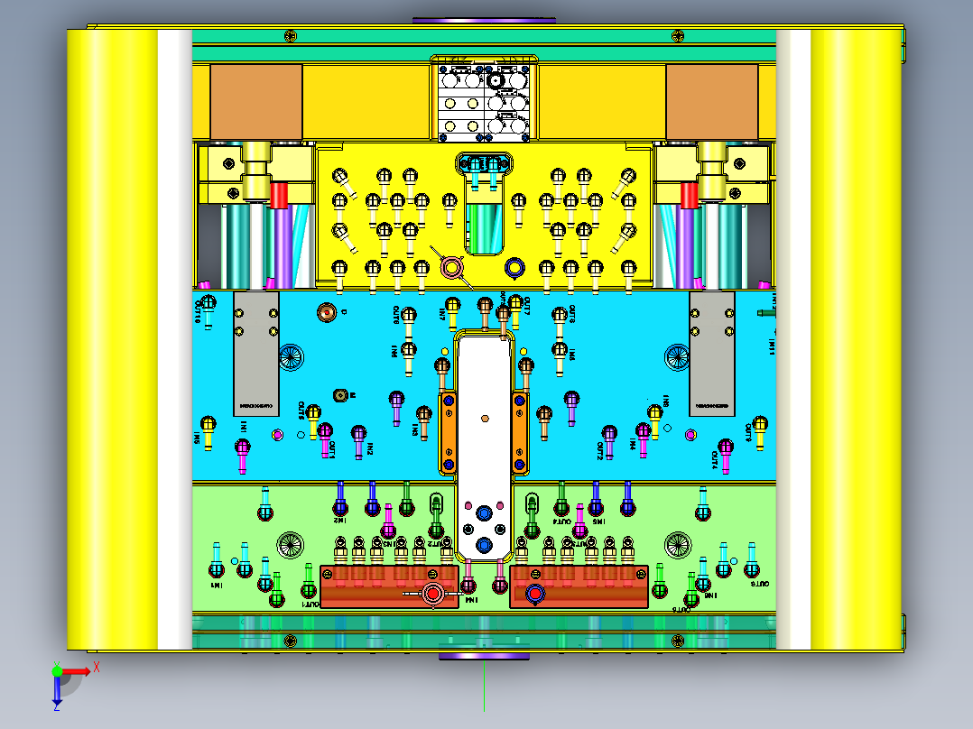 新能源汽车机舱覆盖板塑胶模具俯视图