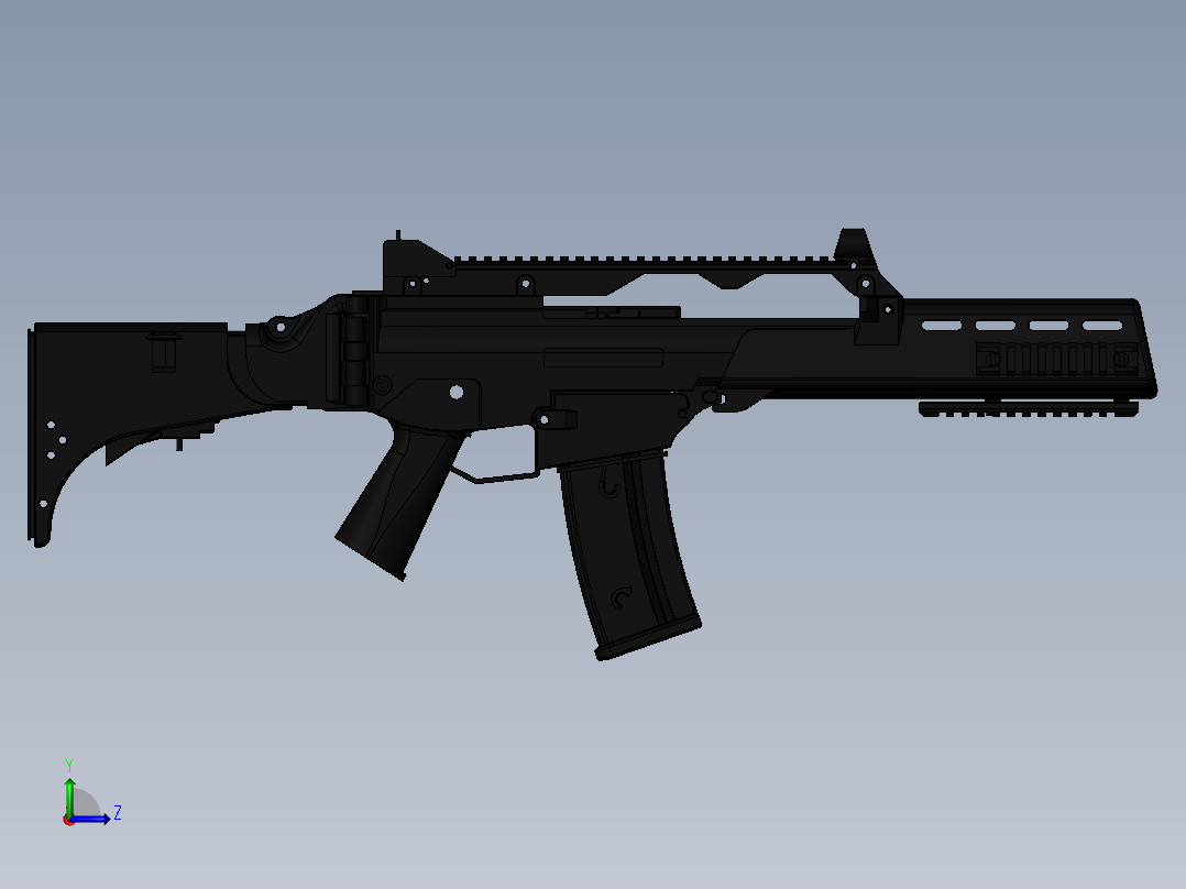 手枪左轮冲锋枪老式狙击步枪设计3D图纸g36-parts-airsoft SW STP左视图