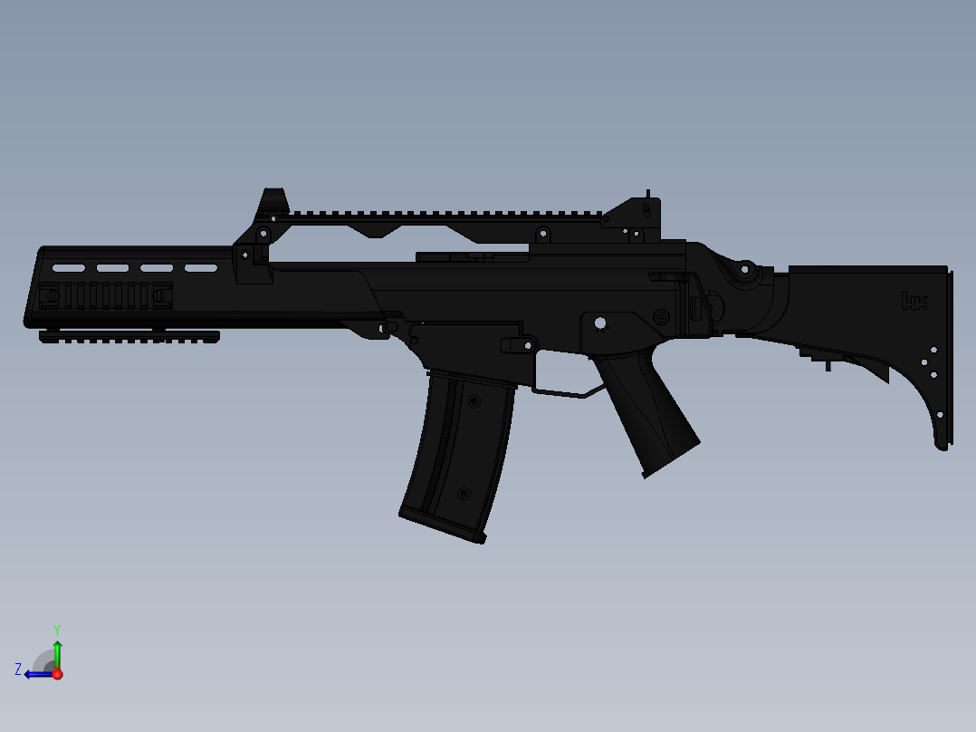 手枪左轮冲锋枪老式狙击步枪设计3D图纸g36-parts-airsoft SW STP右视图