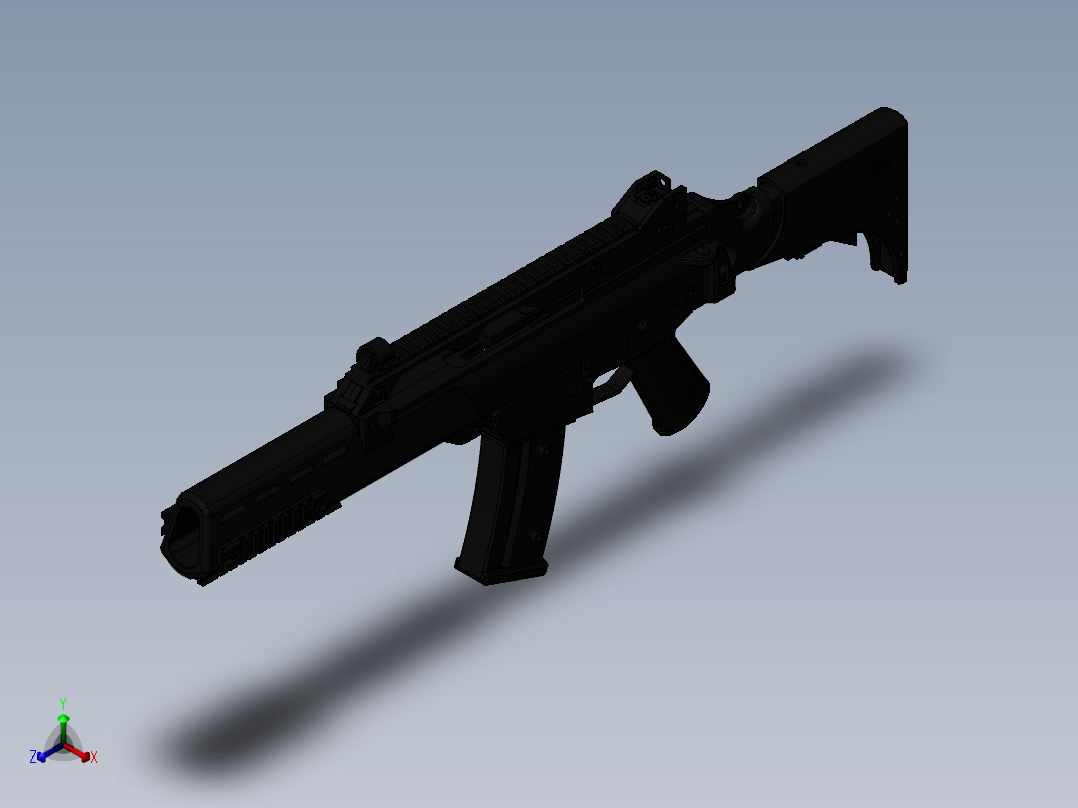 手枪左轮冲锋枪老式狙击步枪设计3D图纸g36-parts-airsoft SW STP正等轴测图