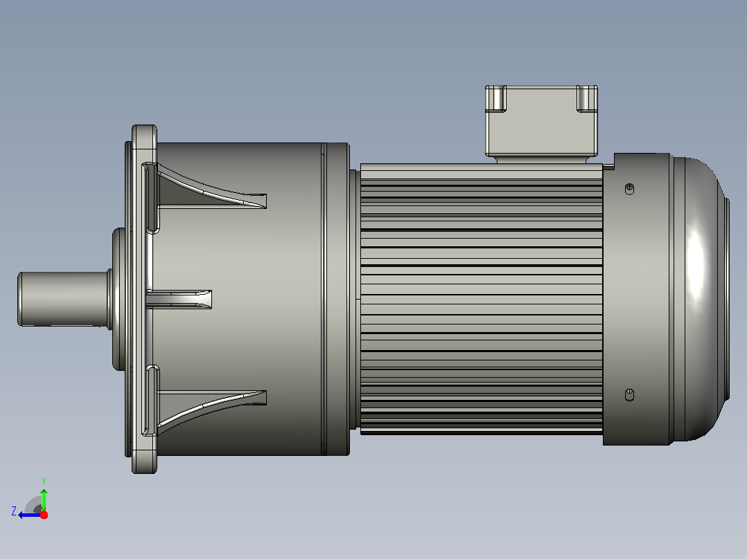 小型三相带刹车三维1.5KW4#LS三相带刹车右视图