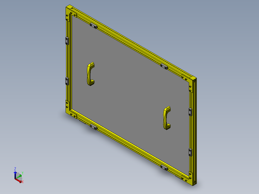 铝合金型材防尘门正等轴测图