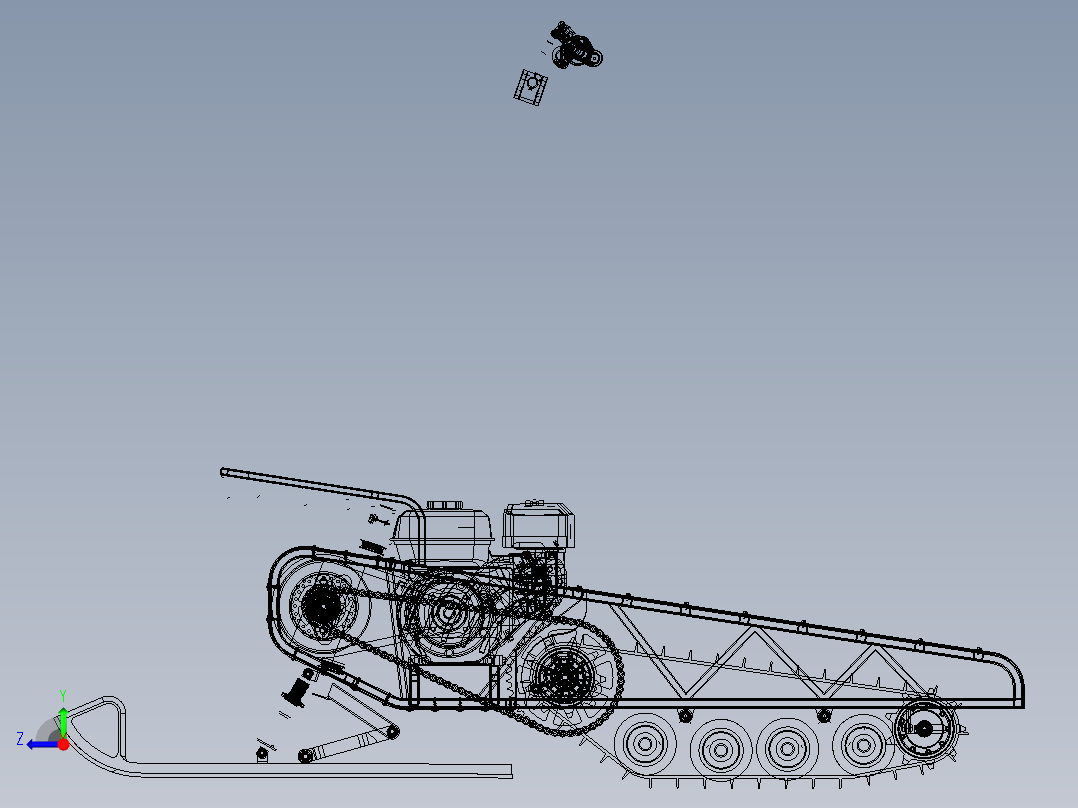 汽油动力滑雪板右视图