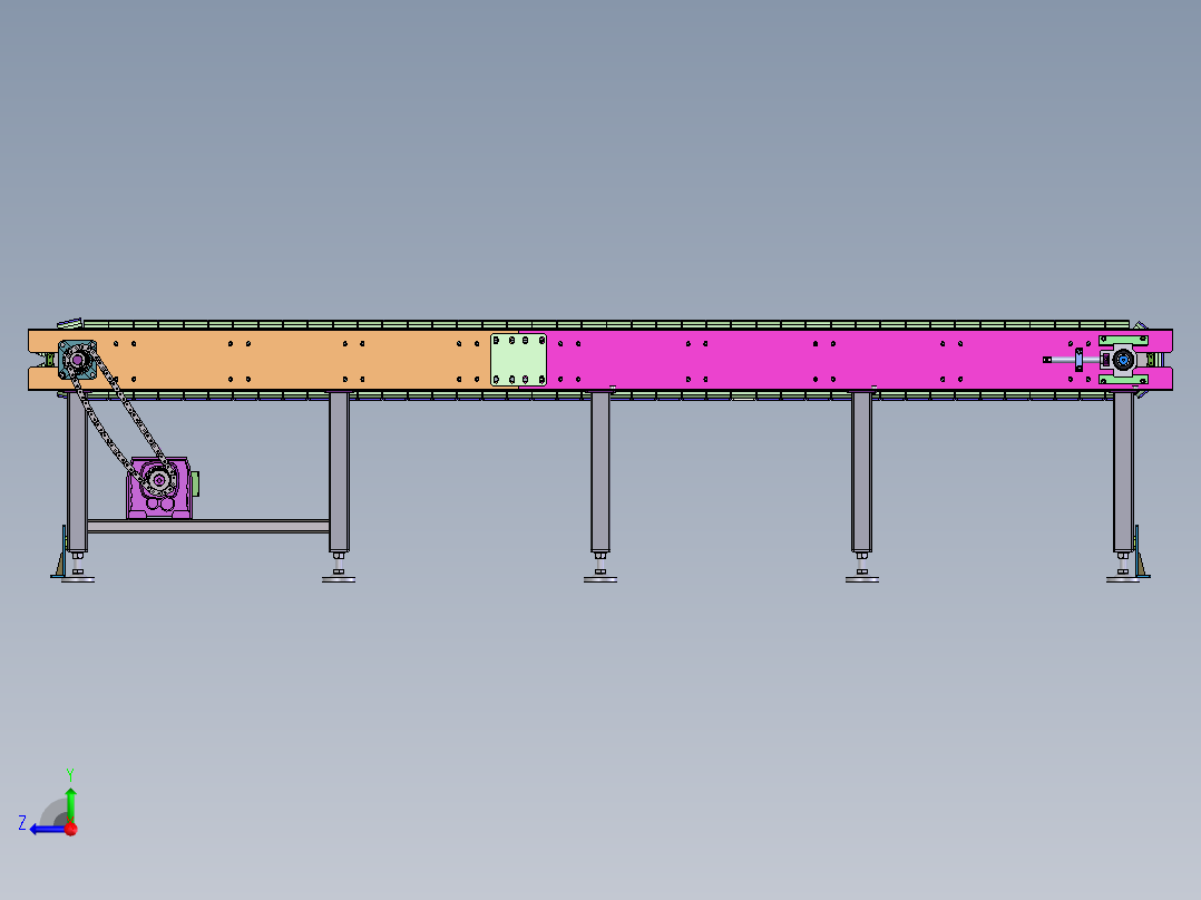 T906 详细板链输送线右视图