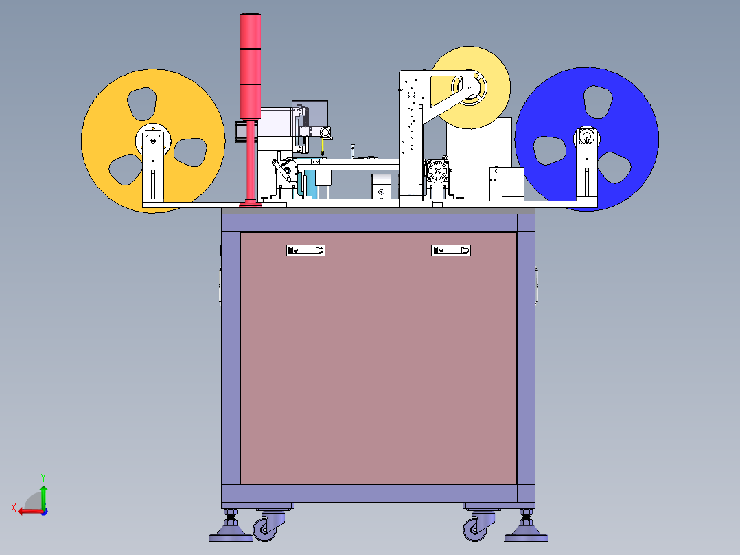 高速自动编带机3D图纸 非标自动化机械3D图纸素材 机械设计图纸1后视图