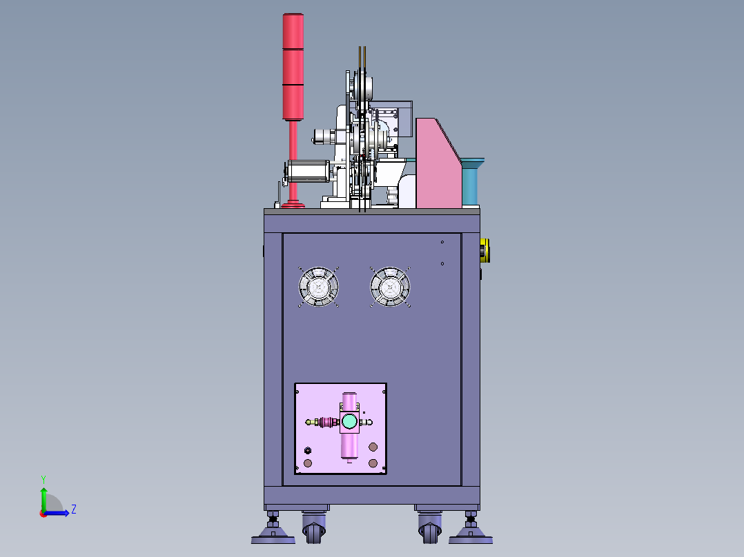 高速自动编带机3D图纸 非标自动化机械3D图纸素材 机械设计图纸1左视图