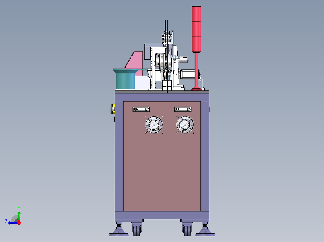 高速自动编带机3D图纸 非标自动化机械3D图纸素材 机械设计图纸1右视图