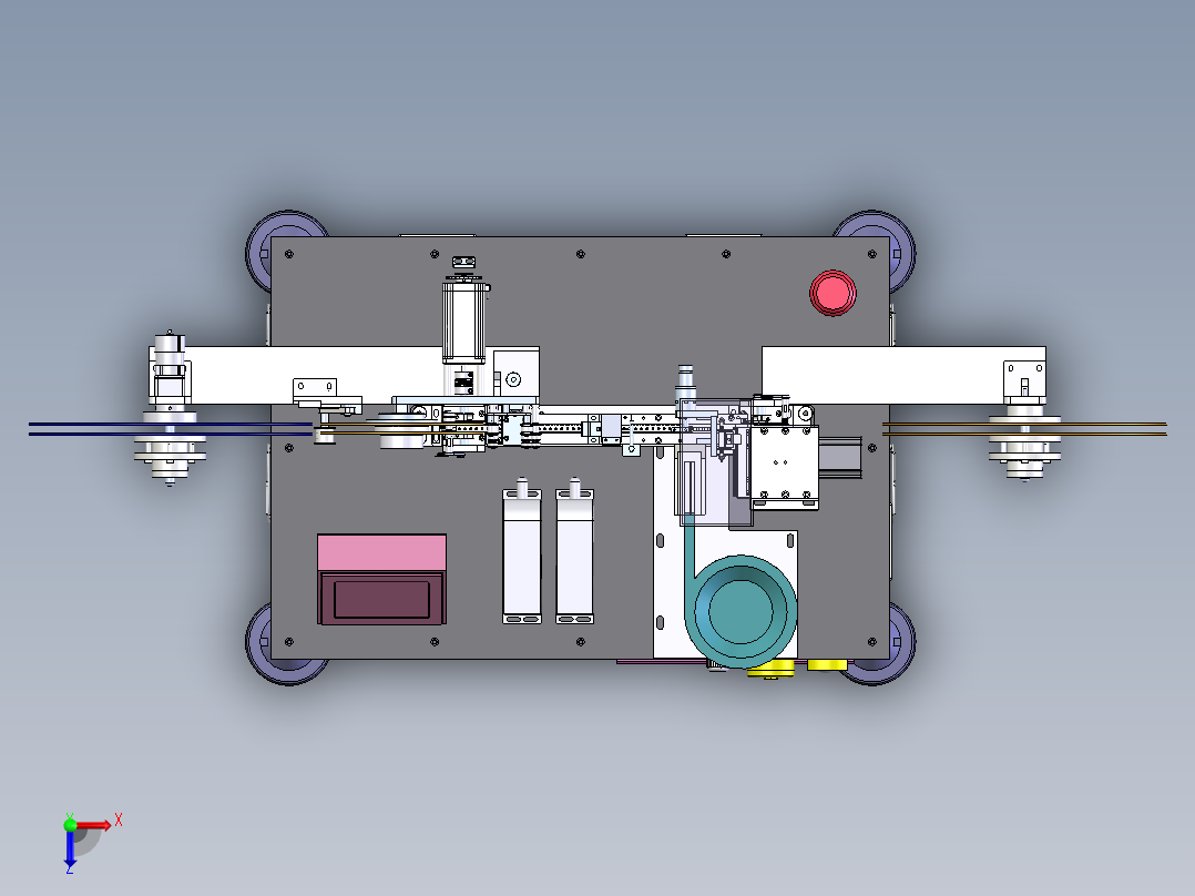 高速自动编带机3D图纸 非标自动化机械3D图纸素材 机械设计图纸1俯视图