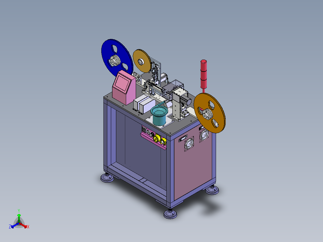 高速自动编带机3D图纸 非标自动化机械3D图纸素材 机械设计图纸1正等轴测图