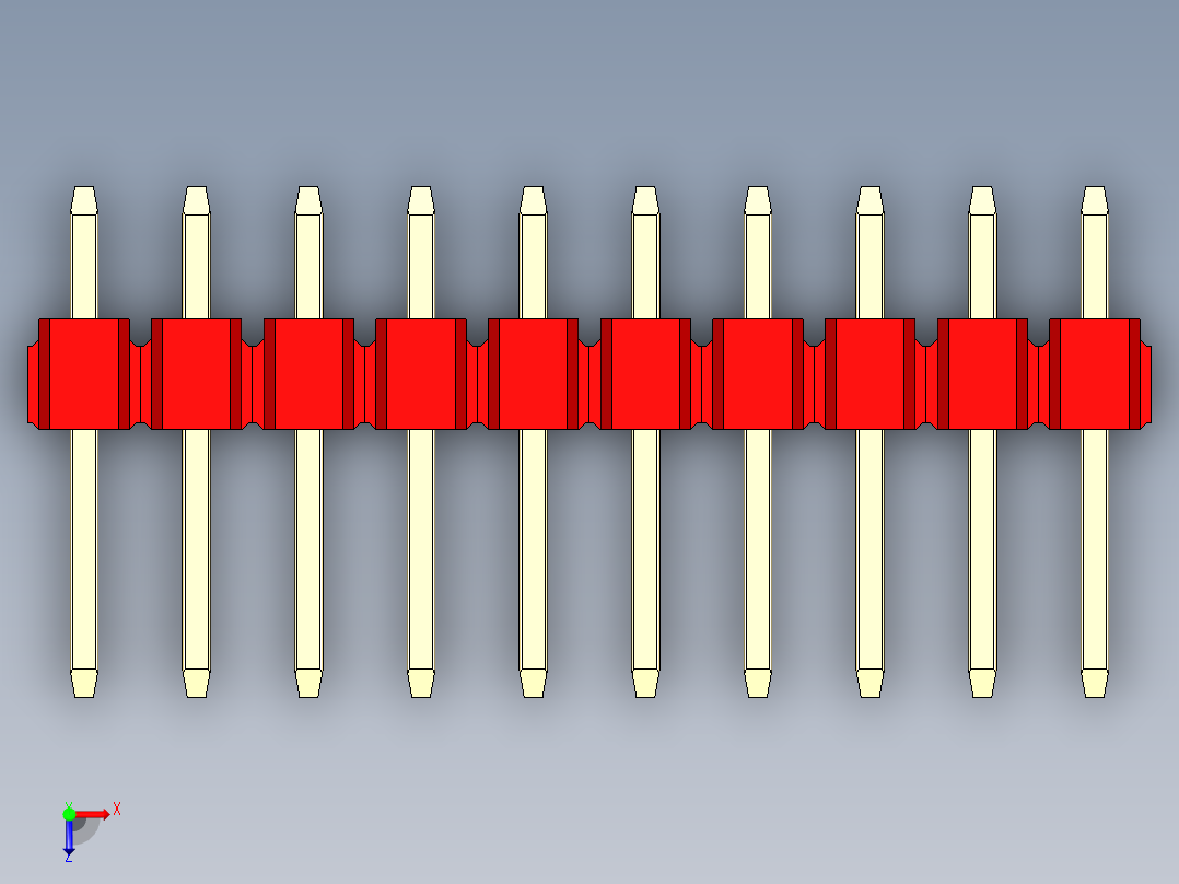 彩色公头100mil（2.54mm）系列-DS1021_red_3x10p_100mil_Type1_rev1.0俯视图