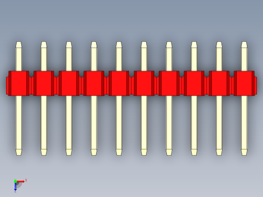 彩色公头100mil（2.54mm）系列-DS1021_red_3x10p_100mil_Type1_rev1.0俯视缩略图