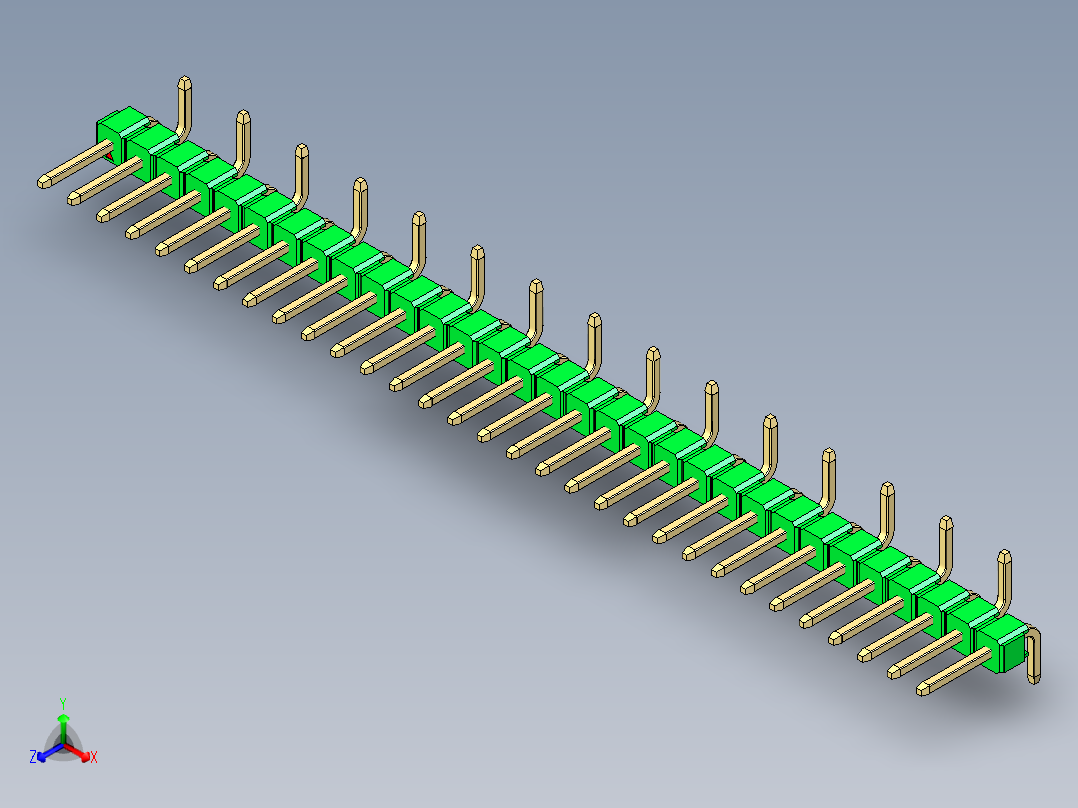 彩色公排针 100mil 2.54mm 系列-DS1022_green_31p_100mil_Type_SMT_R2_rev1.0主视图