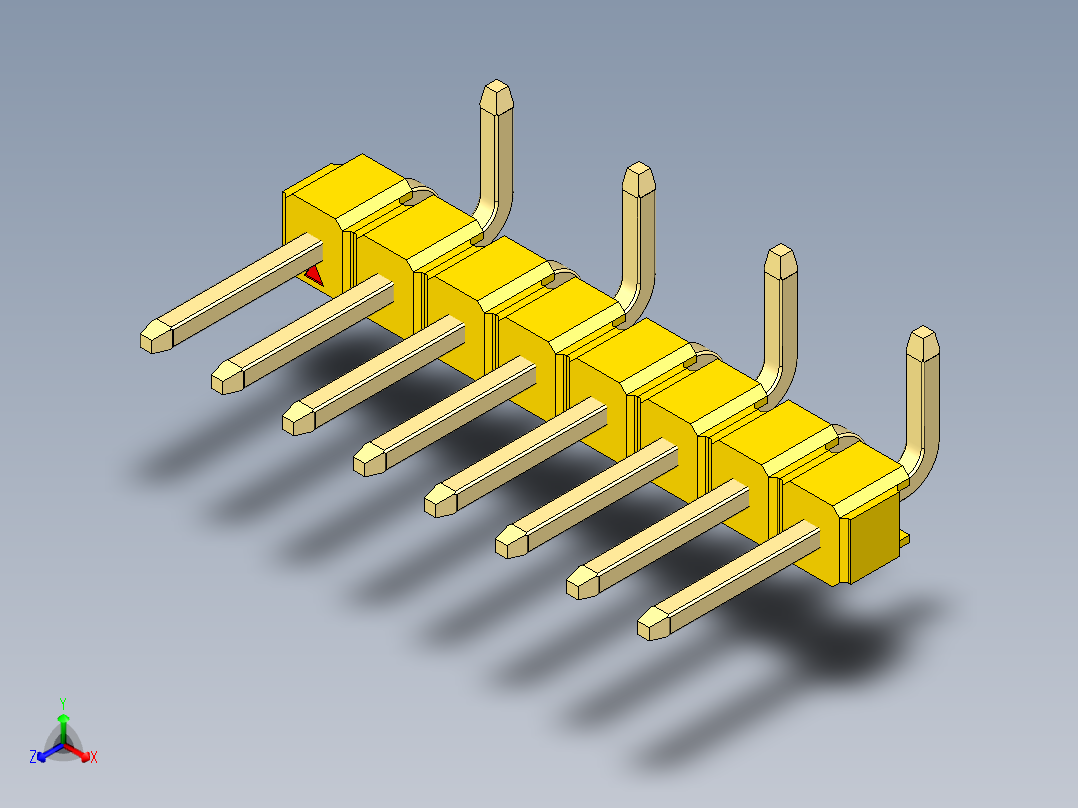 彩色公排针 100mil 2.54mm 系列-DS1022_yellow_08p_100mil_Type_SMT_R2_rev1.0主视图