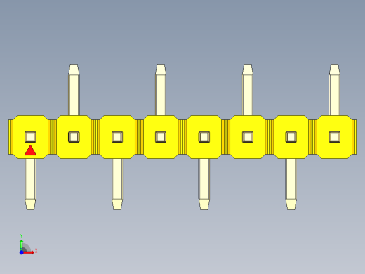 彩色公排针 100mil 2.54mm 系列-DS1022_yellow_08p_100mil_Type_SMT_R2_rev1.0前视缩略图