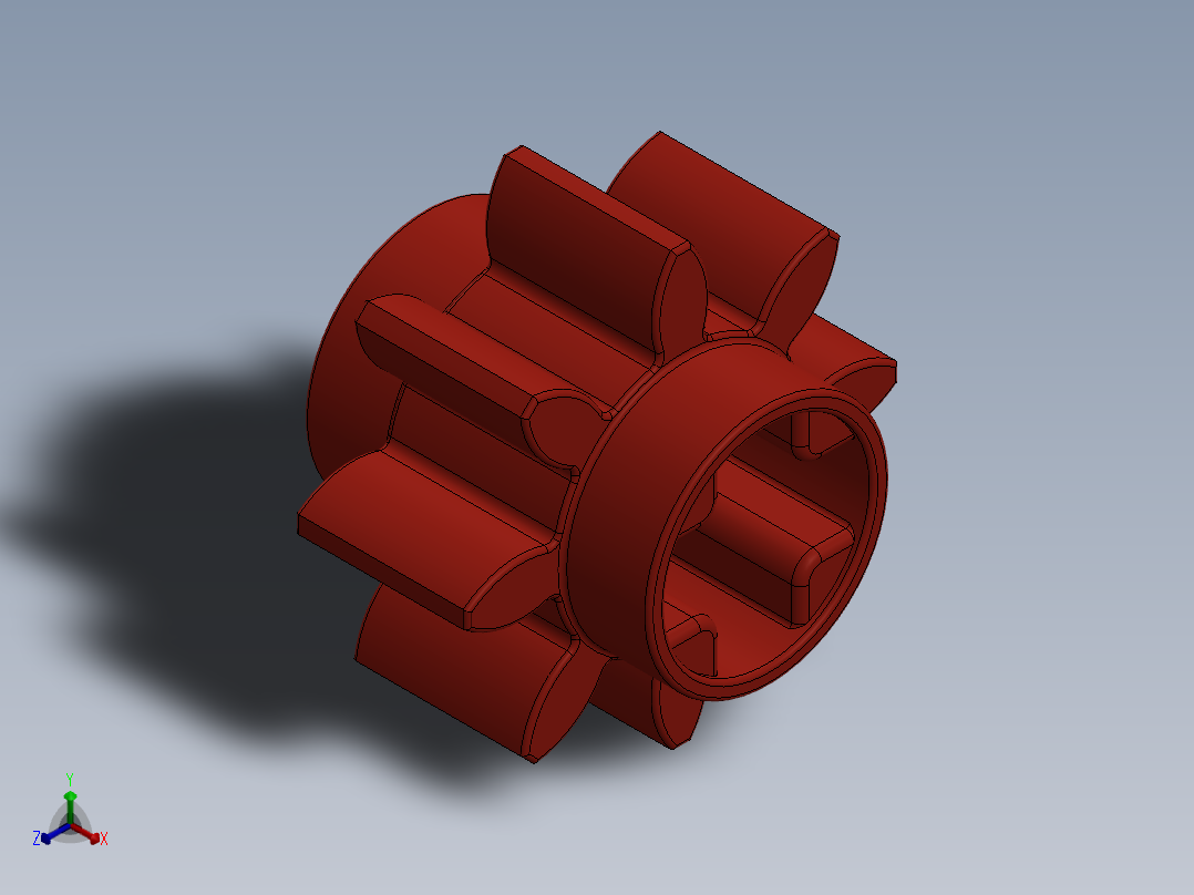 3647 Red Technic Gear 8 Tooth.SLDPRT主视图