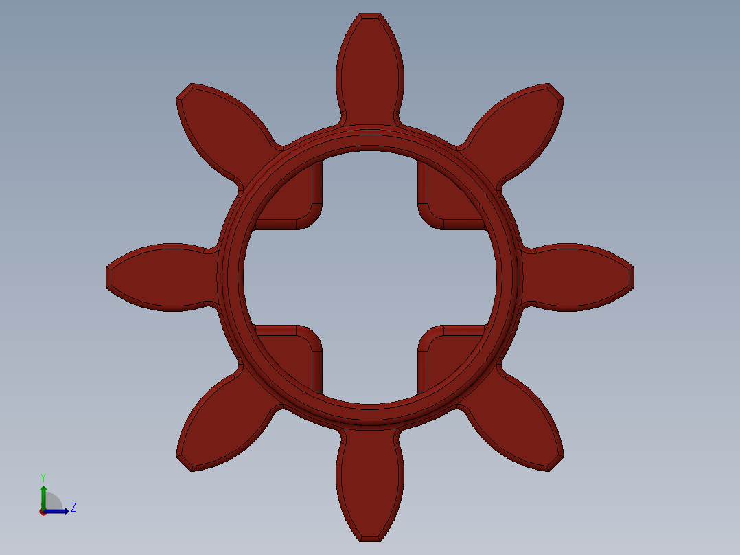3647 Red Technic Gear 8 Tooth.SLDPRT左视图