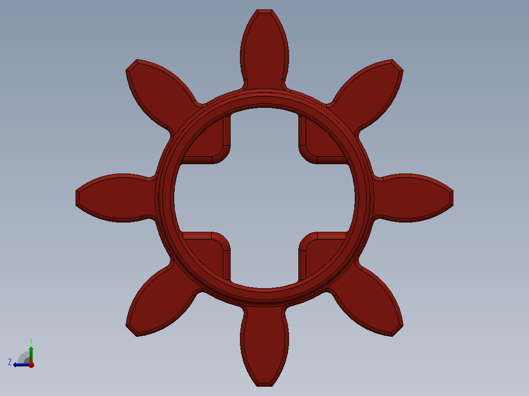 3647 Red Technic Gear 8 Tooth.SLDPRT右视图