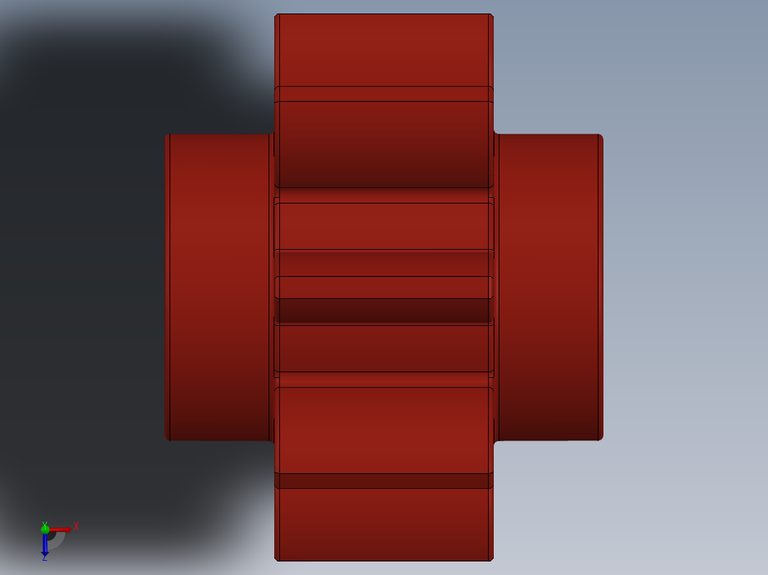 3647 Red Technic Gear 8 Tooth.SLDPRT俯视图