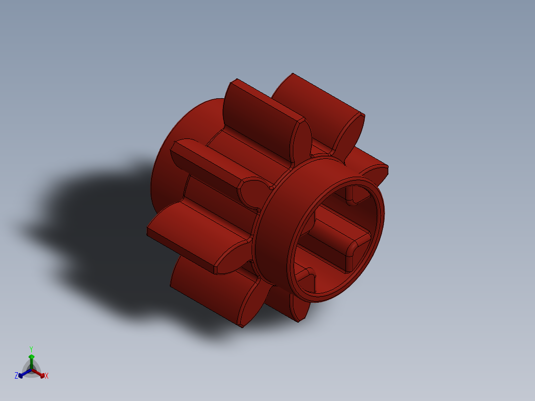 3647 Red Technic Gear 8 Tooth.SLDPRT正等轴测图