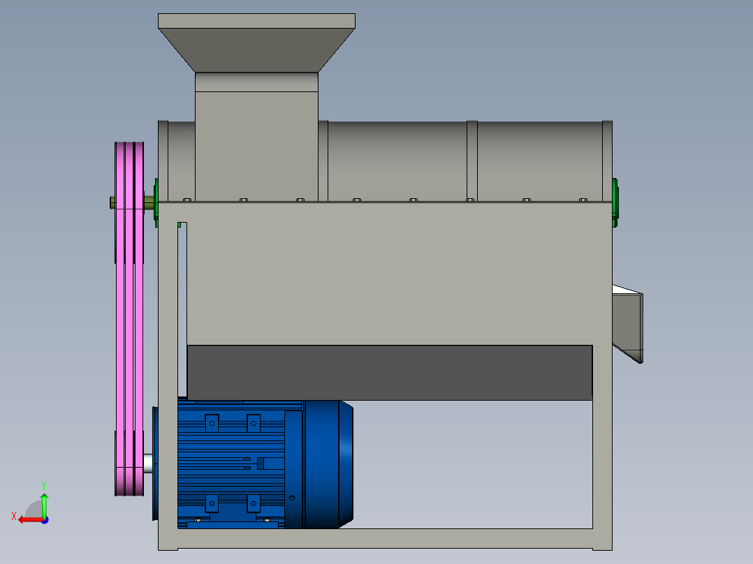 大豆脱粒机三维设计含CAD图纸+proe模型+说明书923715==1000后视图
