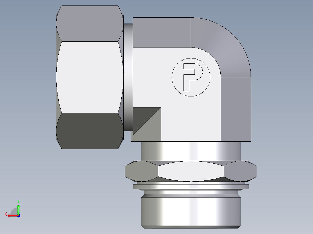卡套式工业通用硬管接头EO_Adjustable_Locknut_elbow_WEE38SMCF后视图