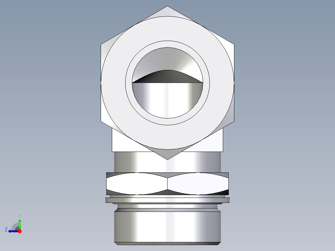卡套式工业通用硬管接头EO_Adjustable_Locknut_elbow_WEE38SMCF右视图