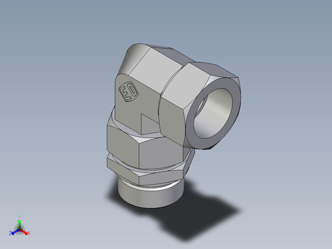 卡套式工业通用硬管接头EO_Assembled_adjustable_standpipe_elbow_EVW35LM71主视图