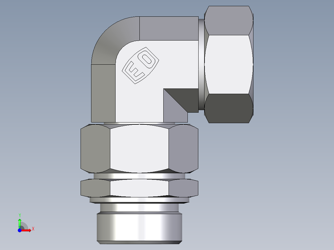 卡套式工业通用硬管接头EO_Assembled_adjustable_standpipe_elbow_EVW35LM71前视图