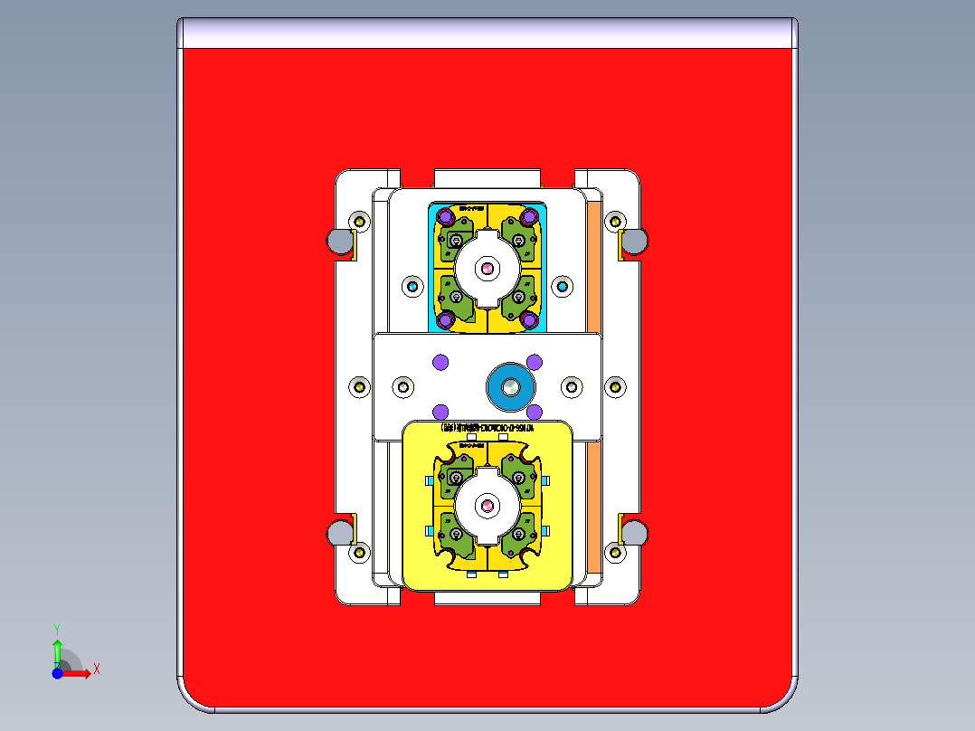 ZJ-W7 HSG-CNC3-47-（笔记本CNC工装夹具三维模型1出2）侧孔加工治具01版前视图