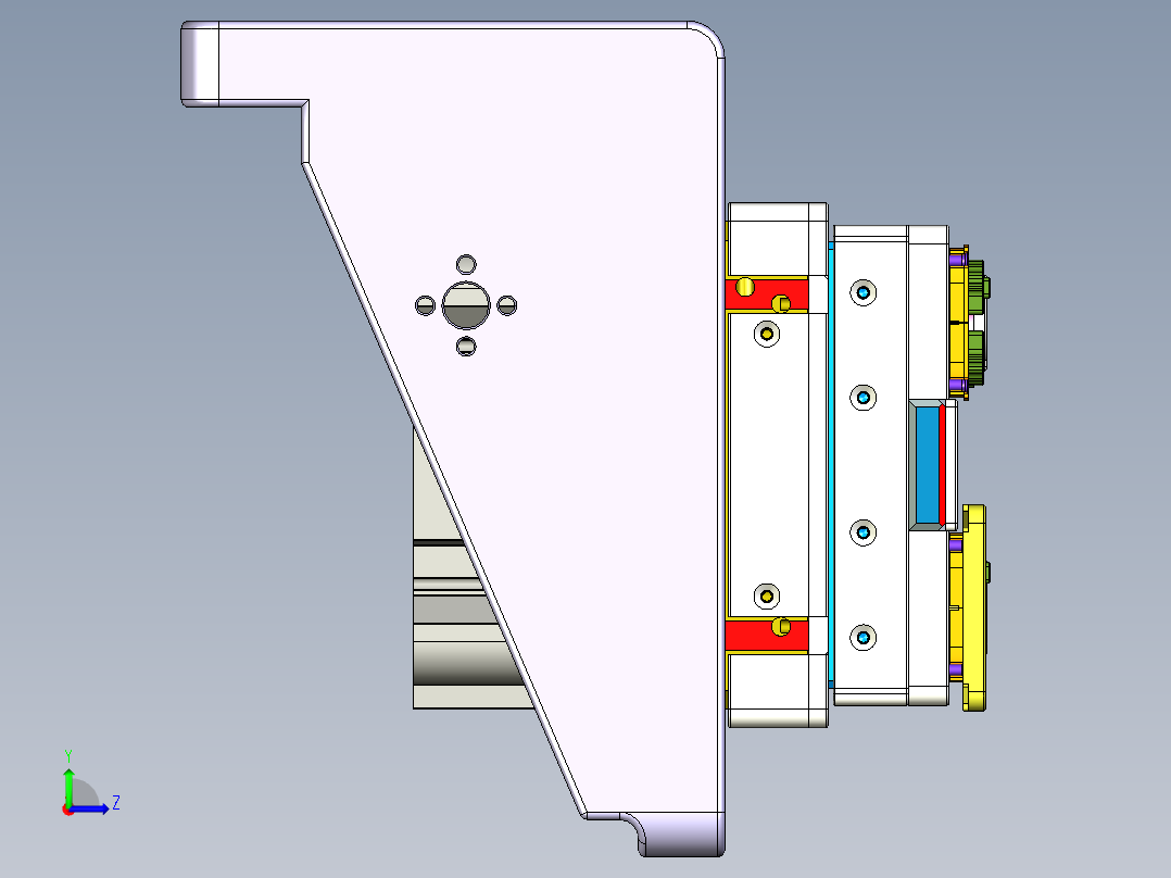 ZJ-W7 HSG-CNC3-47-（笔记本CNC工装夹具三维模型1出2）侧孔加工治具01版左视图
