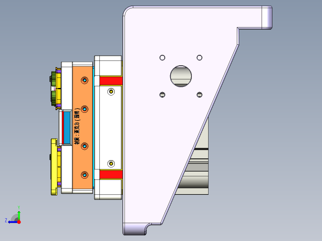 ZJ-W7 HSG-CNC3-47-（笔记本CNC工装夹具三维模型1出2）侧孔加工治具01版右视图