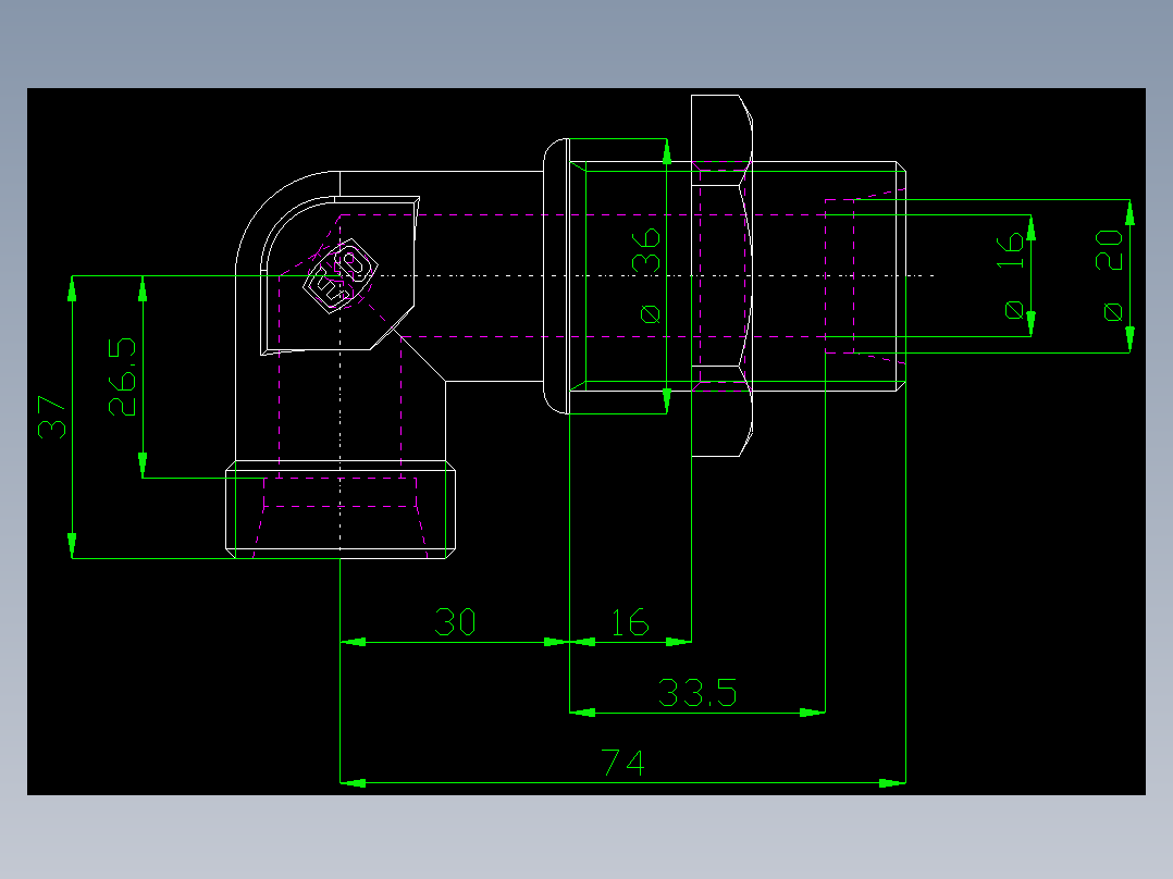 PARKER管接头EO Bulkhead elbow WSV20SOMD71(16)_front
