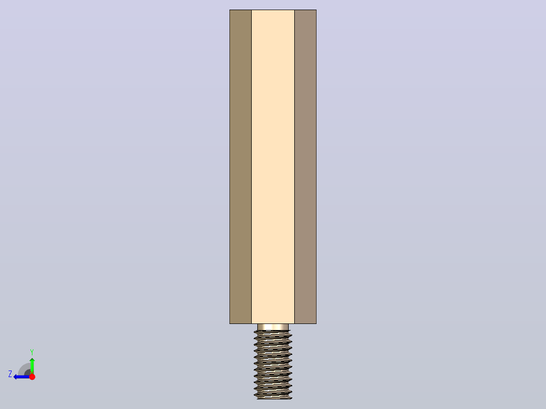M3 x 6mm A-F x 25mm六角阴阳螺纹柱右视图