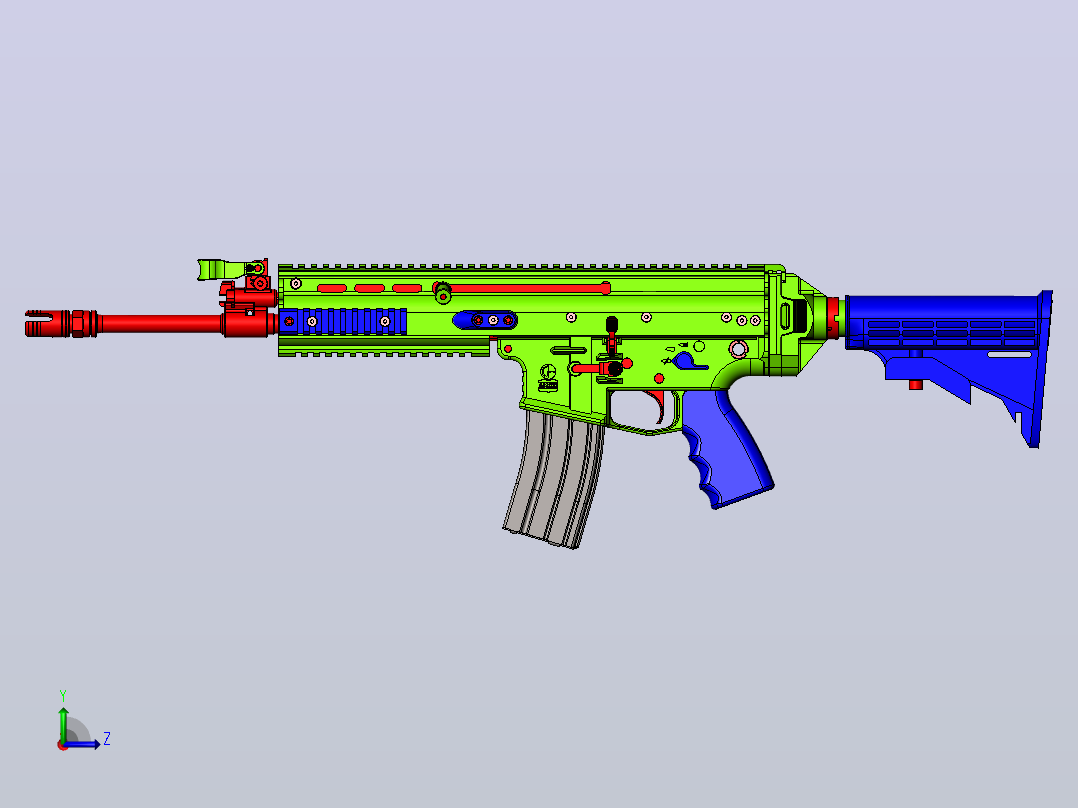 FN-SCAR建模模型左视图