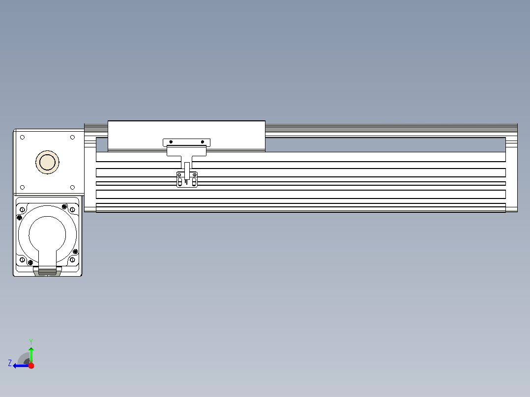 皮带直线轴半封闭可选导轨TPA-HNB-202D-140-L200-LP-Y-P75-N3右视图
