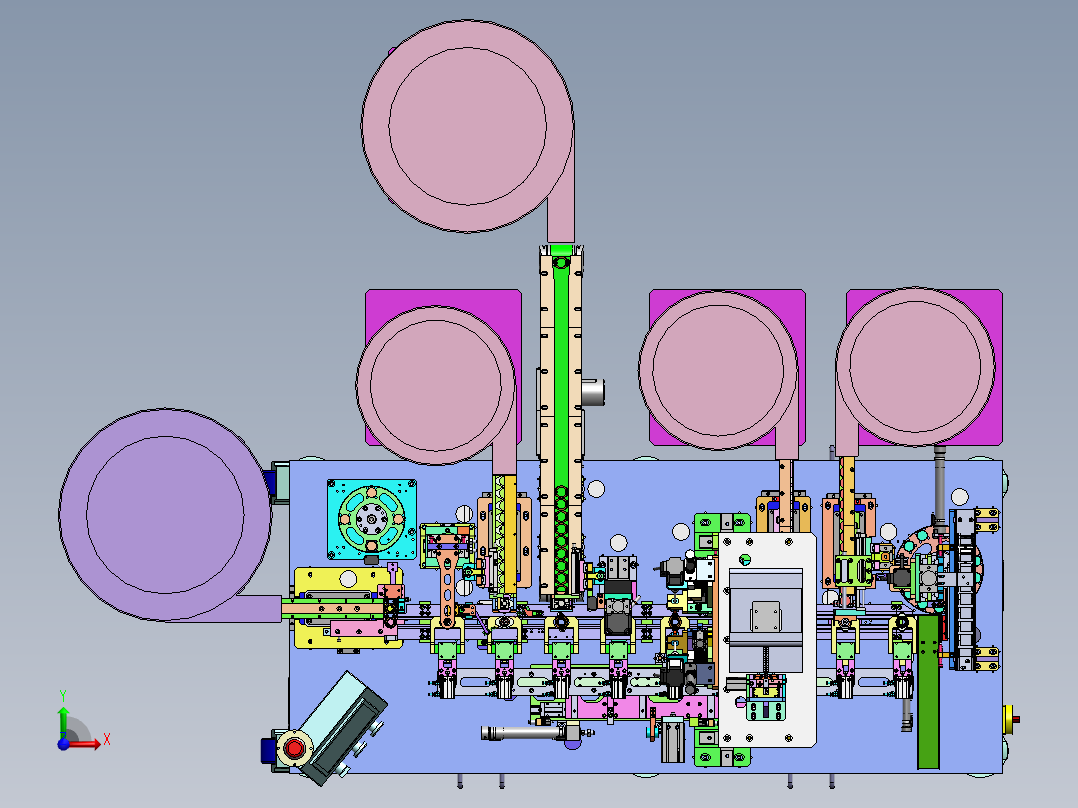 按钮开关自动组装机3D数模图纸 Solidworks设计前视图
