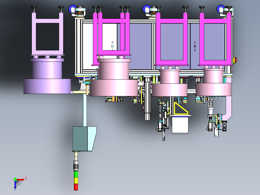 按钮开关自动组装机3D数模图纸 Solidworks设计俯视图