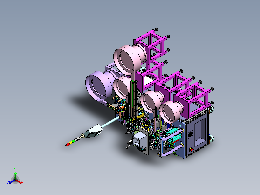 按钮开关自动组装机3D数模图纸 Solidworks设计正等轴测图
