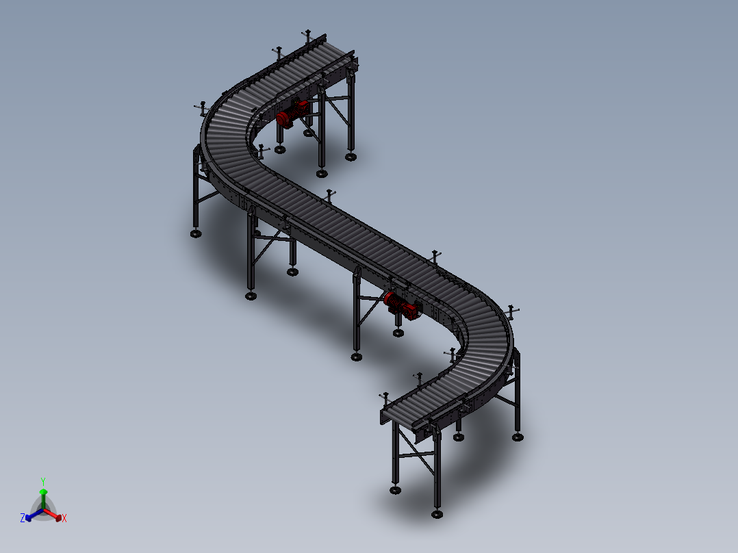 滚筒输送线3D图纸 DD060 非标自动化设备3D图纸3D模型1