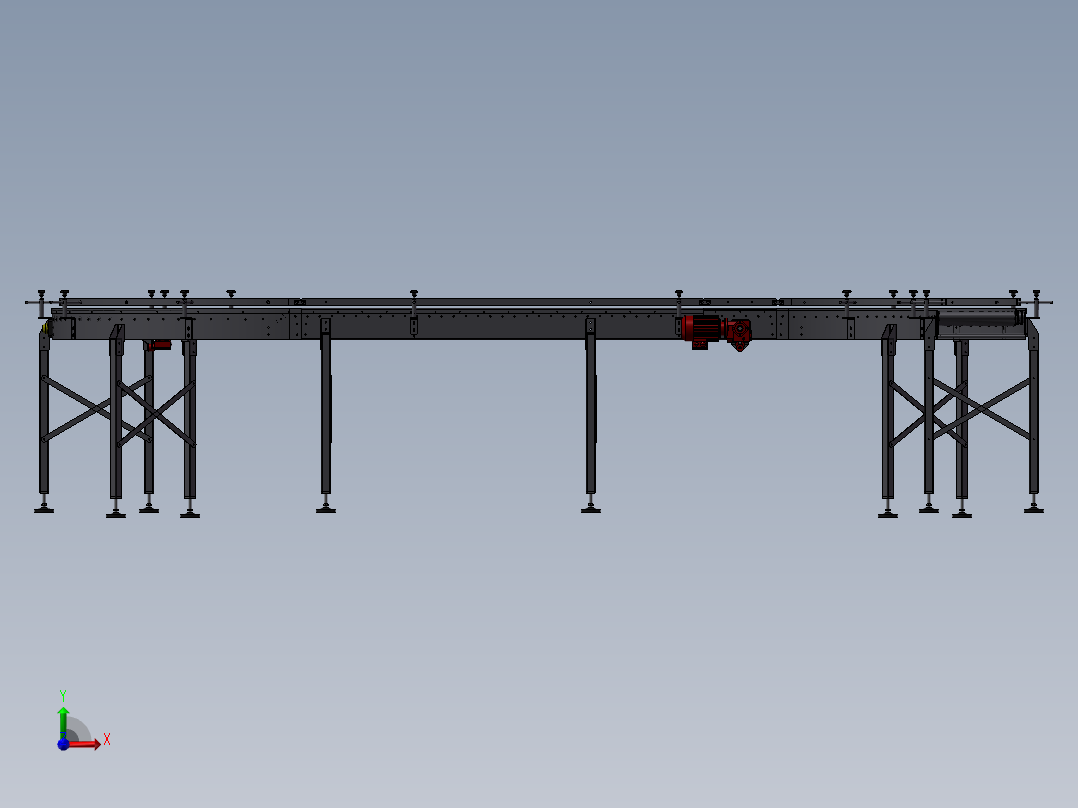 滚筒输送线3D图纸 DD060 非标自动化设备3D图纸3D模型1前视图