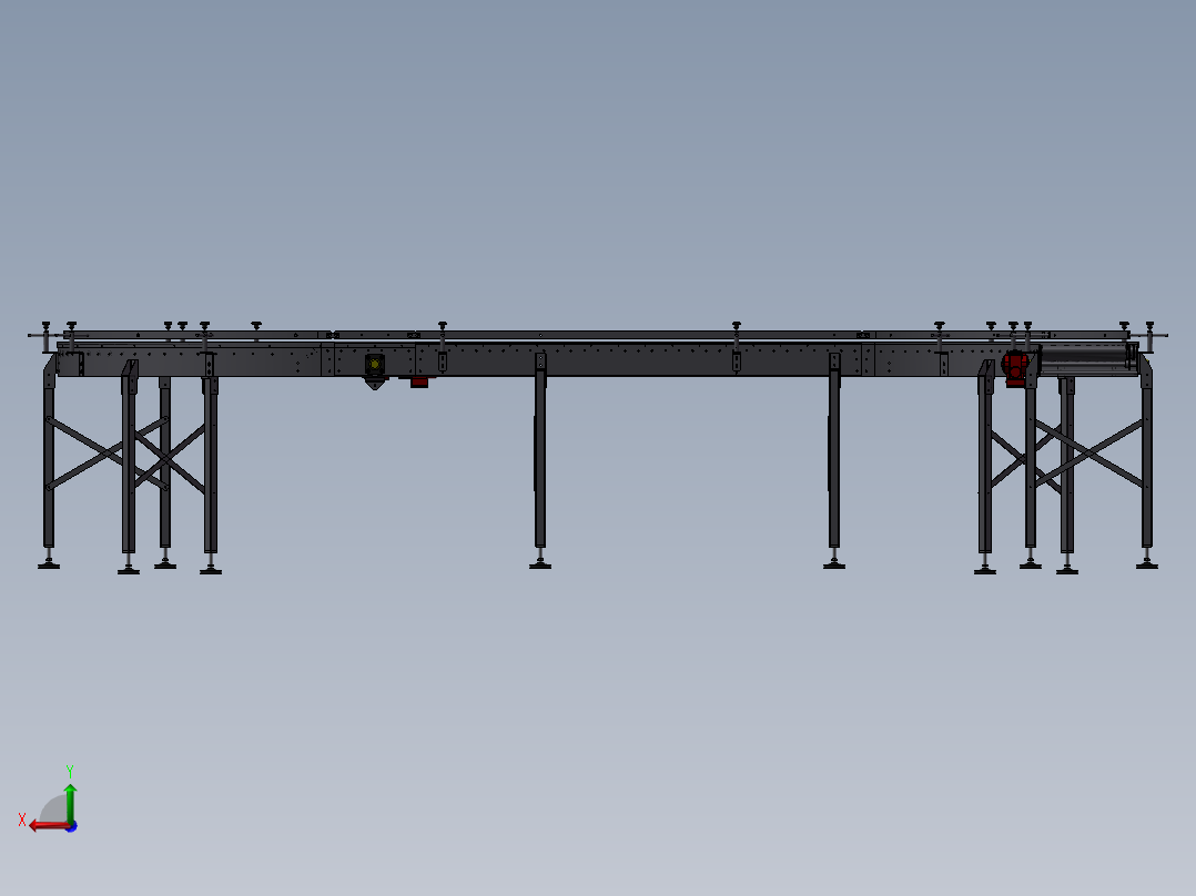 滚筒输送线3D图纸 DD060 非标自动化设备3D图纸3D模型1后视图