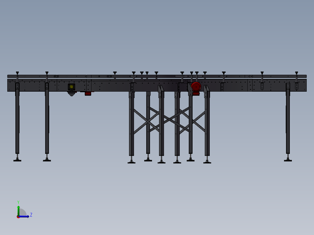 滚筒输送线3D图纸 DD060 非标自动化设备3D图纸3D模型1左视图