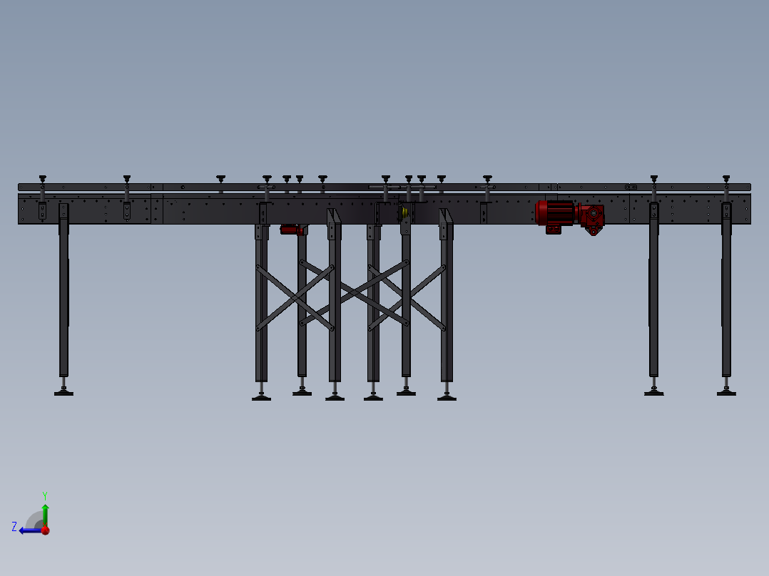 滚筒输送线3D图纸 DD060 非标自动化设备3D图纸3D模型1右视图