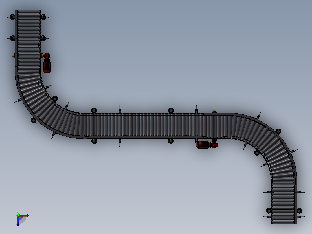 滚筒输送线3D图纸 DD060 非标自动化设备3D图纸3D模型1俯视图