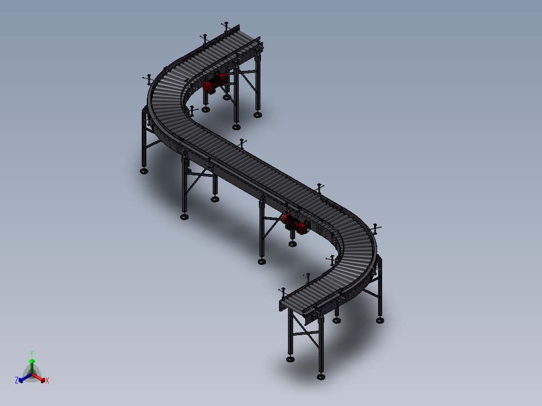 滚筒输送线3D图纸 DD060 非标自动化设备3D图纸3D模型1正等轴测图