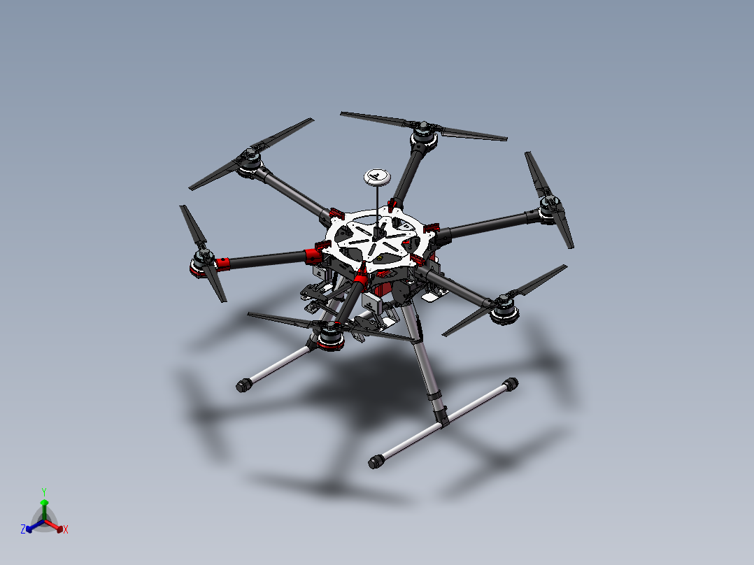 B17-大疆DJI S900六轴无人机正等轴测图