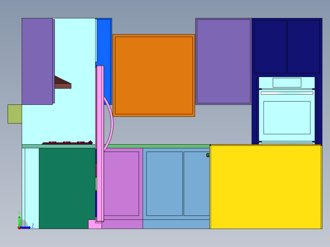 大户型厨房餐厅装修方案左视图