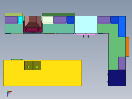 大户型厨房餐厅装修方案俯视缩略图